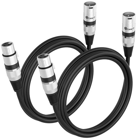 Gearit Xlr To Xlr Microphone Cable 6 Feet 2 Pack Xlr Male To Female