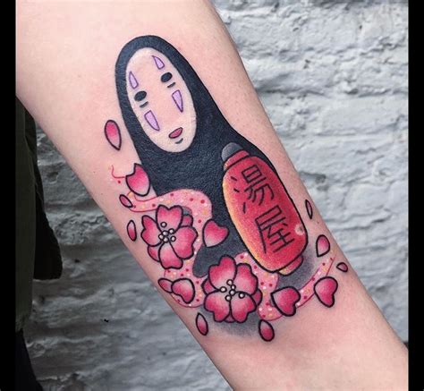 Kaonashi Tattoo Interesting And Colorful Shin Tattoo Portraying A