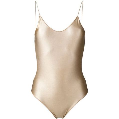 Oseree Glossy Effect Swimsuit Liked On Polyvore Featuring