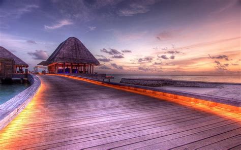 nature landscape beach tropical sea vacation bar walkway sunset maldives runway