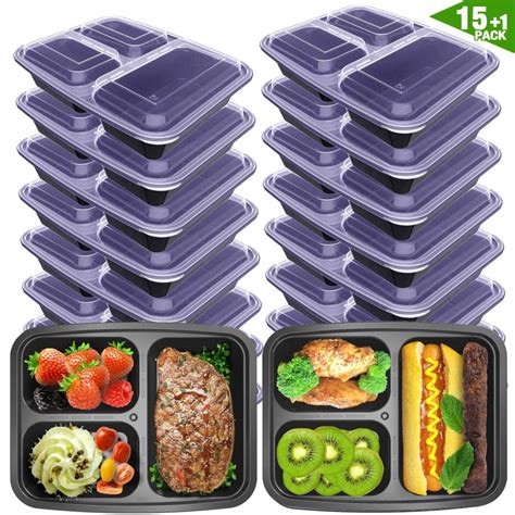 Amazon 3 Compartment Meal Prep Containers With Lids 16 Pack 749