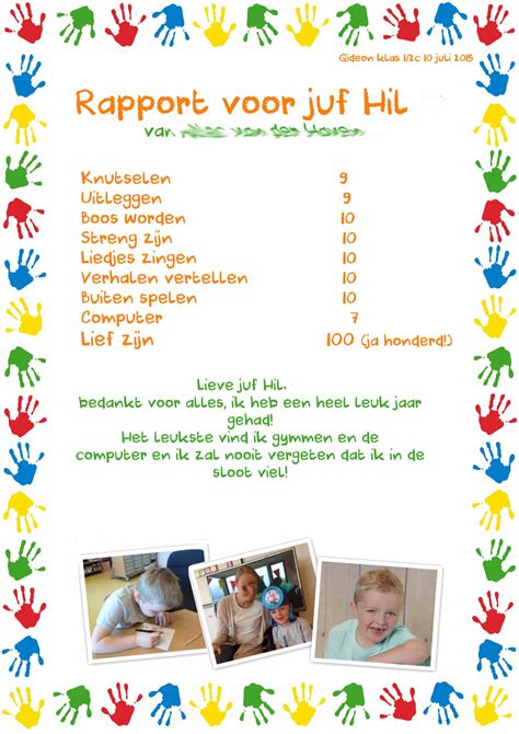 Rapport Voor De Juf Of Meester Gratis Download Cadeau Idee Nl