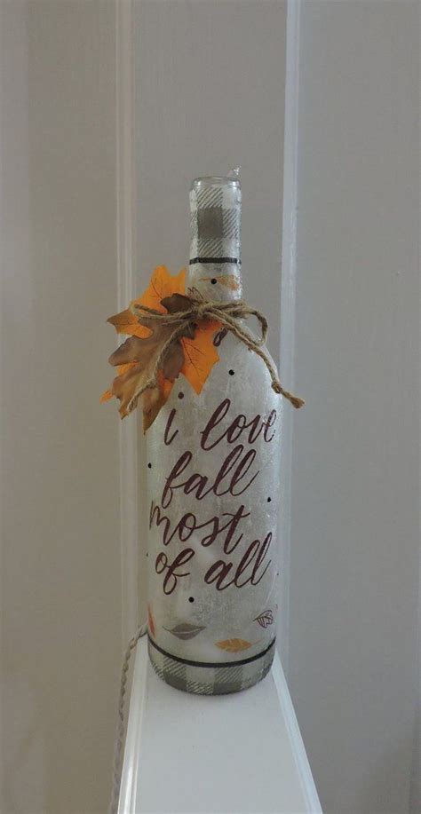 Fall Wine Bottle Lamp Fall Leaves Lamp Decor For Fall Etsy Fall