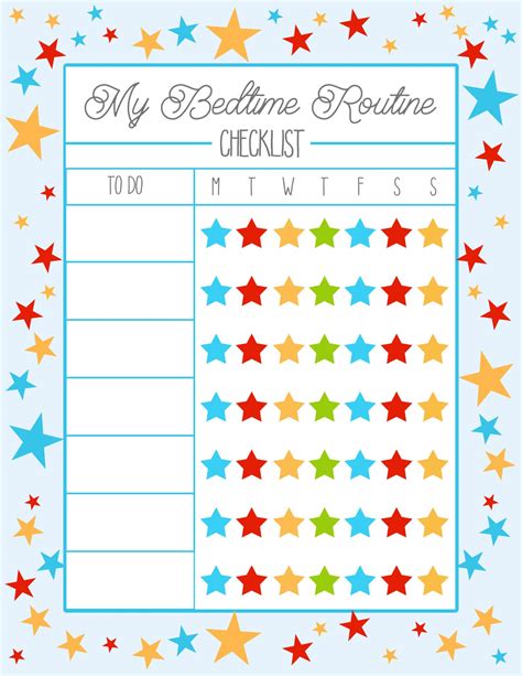 A Printable Bedtime Routine Checklist With Stars