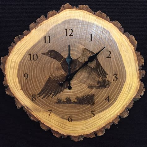 Engraved Wood Clock Mallard Duck Art Duck Clock Waterfowl Wildlife Art