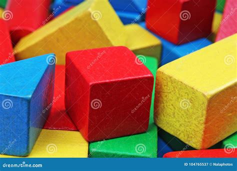 Wooden Toy Block Background Red Blue Yellow Green Wooden Toy Blocks
