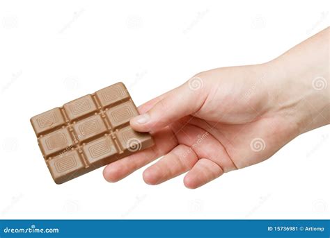 Chocolate In Hand Isolated Stock Image Image Of Milk 15736981
