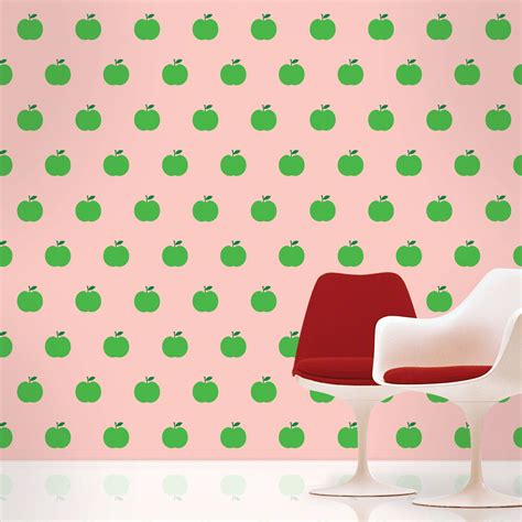 Wallcandy Arts Apple Wallpaper In Pink And Green Pink Removable
