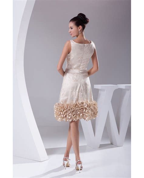Unique Tulle Lace Short Champagne Formal Dress With Beading Sash