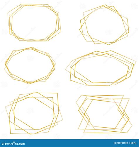 Premium Luxury Golden Geometric Wedding Invitation Frames Vector