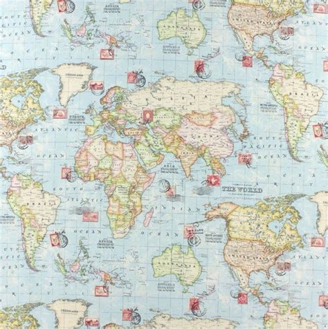 Dekostoff Weltkarte hellblau in 2020 Weltkarte Nähanleitung Karten