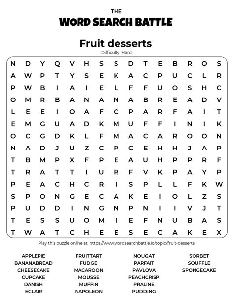 Printable Desserts Word Search Cool2bkids
