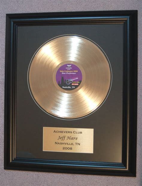 Also, provide us with the wording for the plaque. Gold Record | Gold Record Plaque | Framed records, Arrow of lights, Awards certificates design