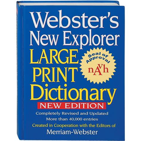 Websters New Explorer Large Print Dictionary Hardcover