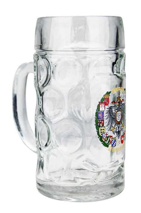 Custom Engraved German Eagle And Crests Dimpled Oktoberfest Glass Beer Mug 0 5 Liter