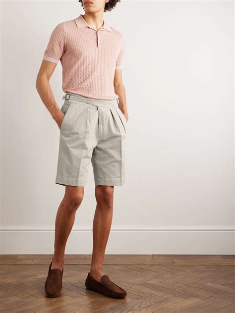 Rubinacci Straight Leg Pleated Cotton Twill Shorts For Men Mr Porter