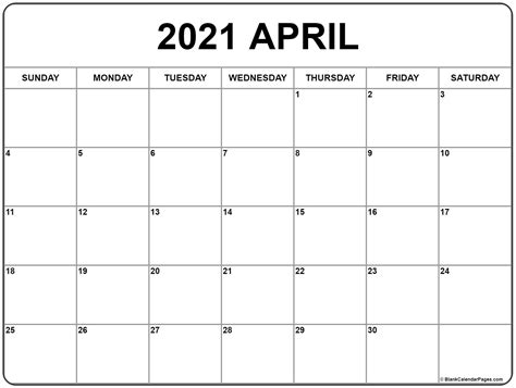 April 2021 Calendar Free Printable Monthly Calendars Avnitasoni