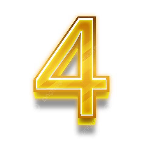 Number 4 Four With 3d Golden Style On Transparent Background 4 Four