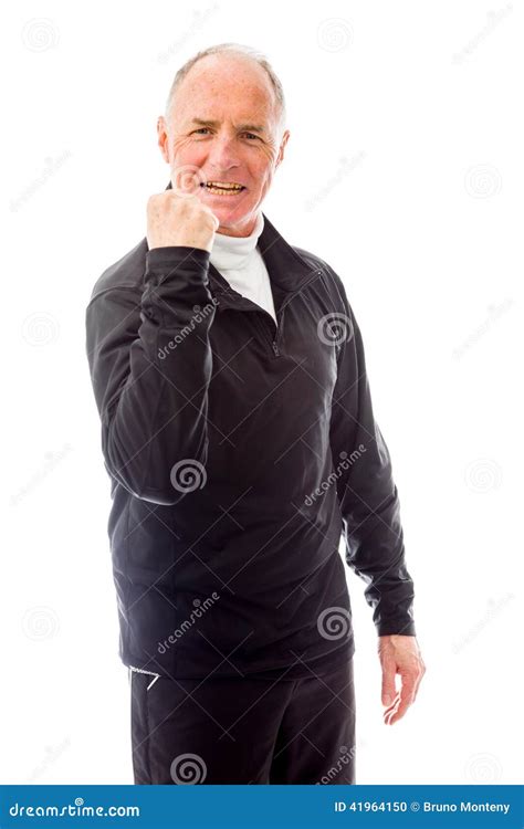 Senior Man Punching The Air Stock Photo Image Of Senior Success