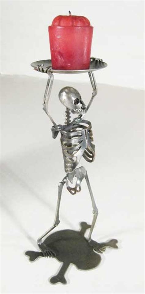 Zombie Skeleton Standing Holding Candle Holder Over Head Etsy