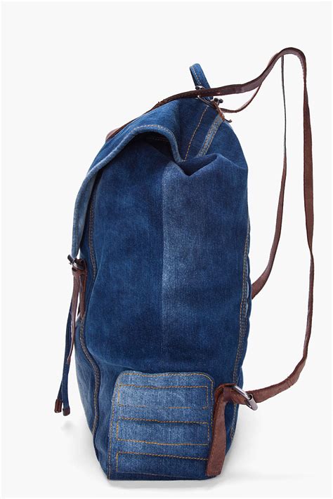 Diesel Indigo Denim Backpack In Blue For Men Lyst