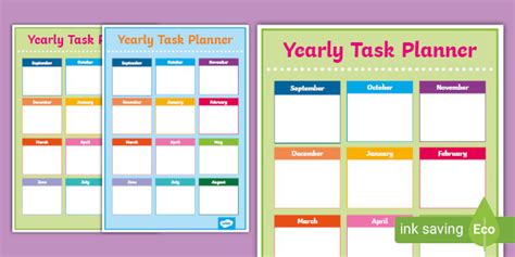 Yearly Task Planning Sheet