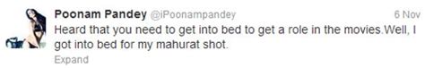 Photos Sex Siren Poonam Pandey Shoots First Movie Scene In Bed Missmalini
