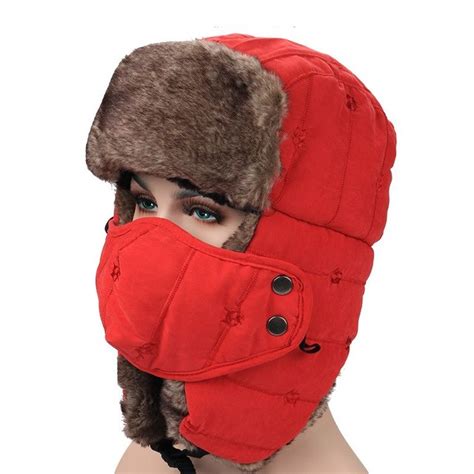 Russian Snow Hat Earflap Peachskin Bomber Hat With Cotton Fleece Lining