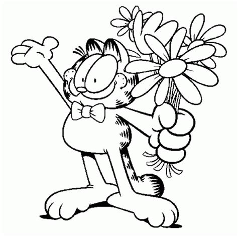 So enjoy these few images of flowers ! Garfield with flowers coloring page
