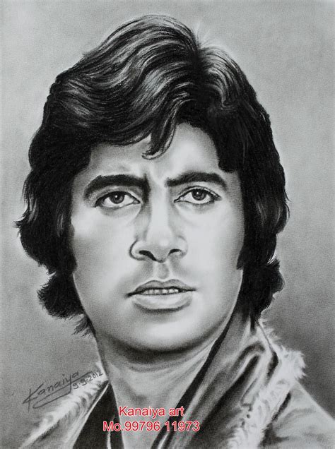 Indian Actor Art Portrait Pencil Sketch Of Actor Amitabh Bachchan