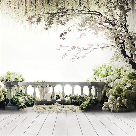 10x10ft Vinyl Spring White Wedding Outdoor Balcony Floral Backdrop