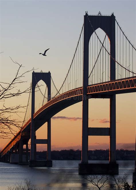 Vista Aérea Del Puente Claiborne Pell Newport Rhode Island Estados
