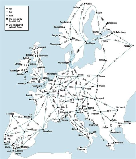European Train Map First Digit Price Second Hours Of Travel European