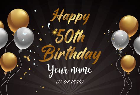 Happy 50th Birthday Gold And Black Photography Backdrop D607 Dbackdrop