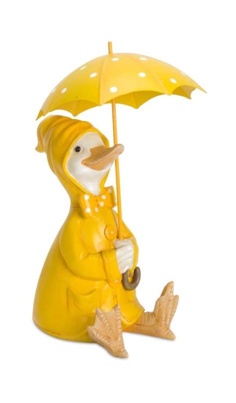 Melrose Set Of 2 Playful And Happy White Duck With Polka Dot Umbrella
