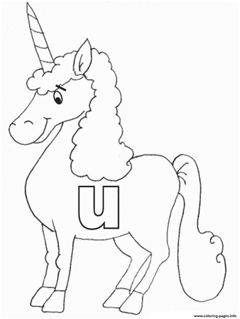 Lowercase U In Unicorn Alphabet S Freebb4e Coloring Pages Printable