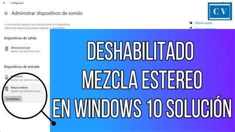 Habilitar Mezcla Estéreo En Windows 10 Solución Youtube
