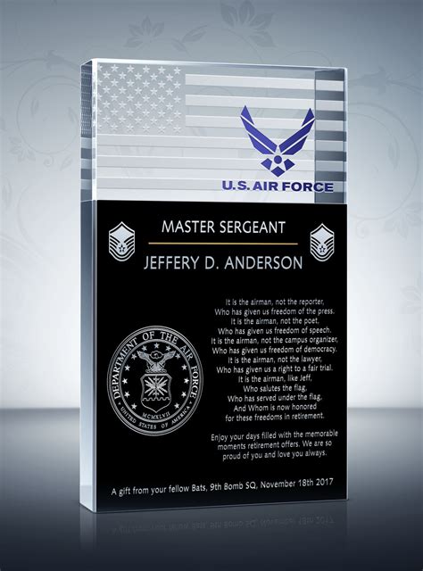 Air Force Retirement Plaque and Poem Samples | Retirement plaque, Plaque award, Plaque