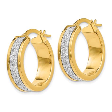 6mm Glitter Infused Round Hoop Earrings In 14k Yellow Gold 20mm The