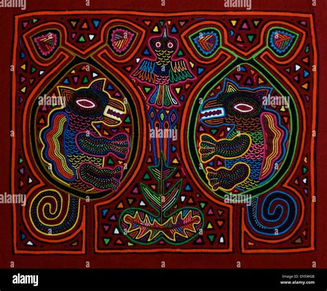 Mola Kuna Textiles Artista Indio Representando Las Iguanas Desde El