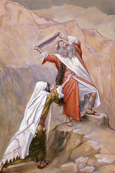 Moses Destroys The Tablets Of The Ten Commandments 1902 Painting By