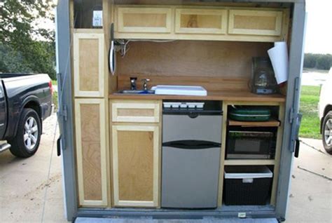 Kitchenette Campers And Fornuis On Pinterest Cargo Trailer Camper