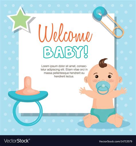 Welcome Baby Card Royalty Free Vector Image Vectorstock