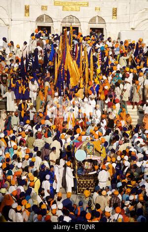 Sikh Devotees Procession Hazur Sahib Gurdwara Takht Sachkhand Sri