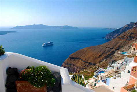 Santorini Caldera And Cruise Ship Photograph By Just Eclectic Fine
