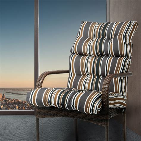 Black high back office chair. Classic Stripe Outdoor/Indoor High Back Chair Cushion ...