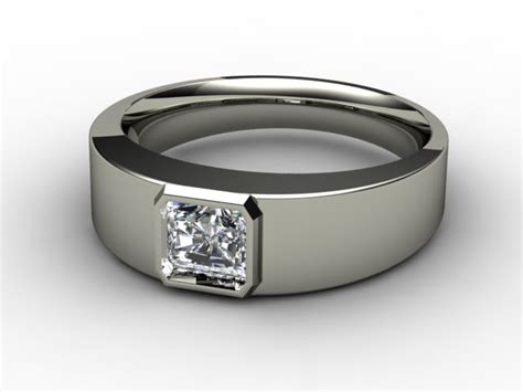 Mens Single Stone Diamond Ring In Platinum 69 01136