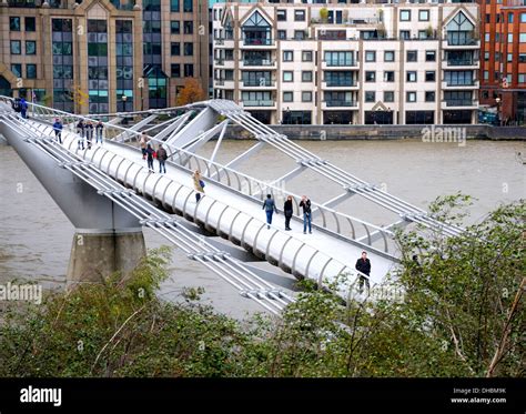 London England Uk London Millennium Footbridge June 2000 Steel