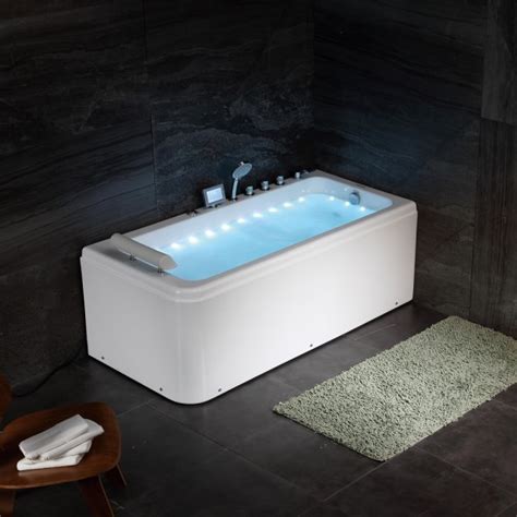 Luxury 67 Modern Rectangular Whirlpool Soaking Massage Bathtub Led Air Bubble Jetted Corner Tub