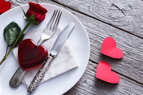 Romantic Dinner Concept Valentine Day Or Proposal Background Stock
